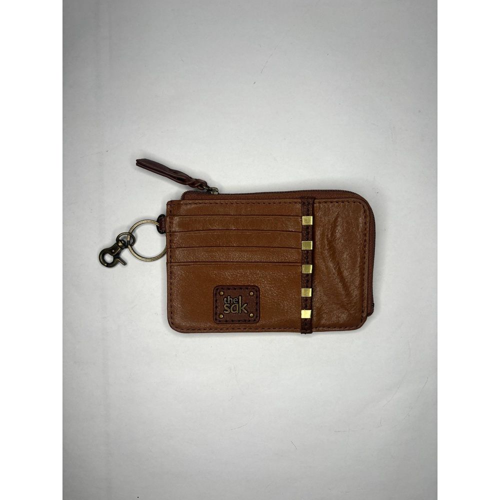 The Sak Deena Leather Brown Fold Over Flap Zipper Card Wallet
